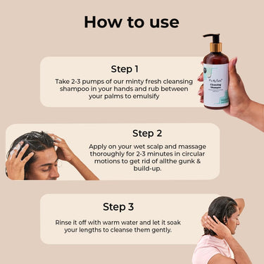 Fix My Curls Cleansing Shampoo for Curly Hair & Wavy Hair| Enriched with Apple Cider Vinegar, Tea Tree & Rosemary Oil| Anti-Frizz, Anti-Itch | pH Balanced, Paraben-Free, Silicone-Free & Sulfate-Free 250ml